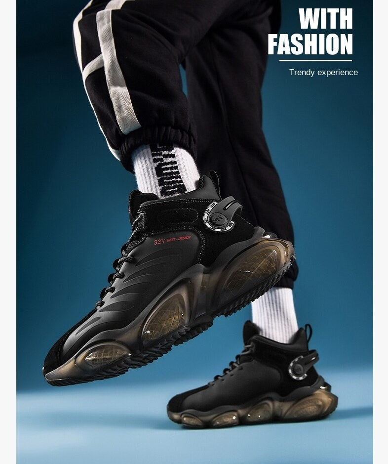 CUBICS Luxury Falcon Chunky High Top Black Sneakers