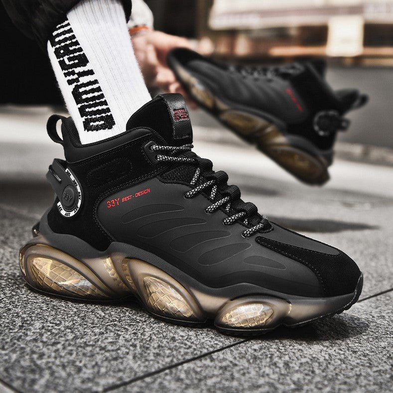 CUBICS Luxury Falcon Chunky High Top Black Sneakers